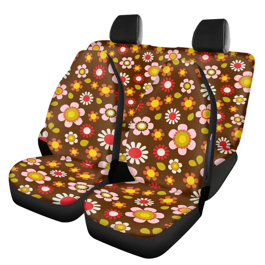 Retro Brown Daisy Car Seat Covers on their own