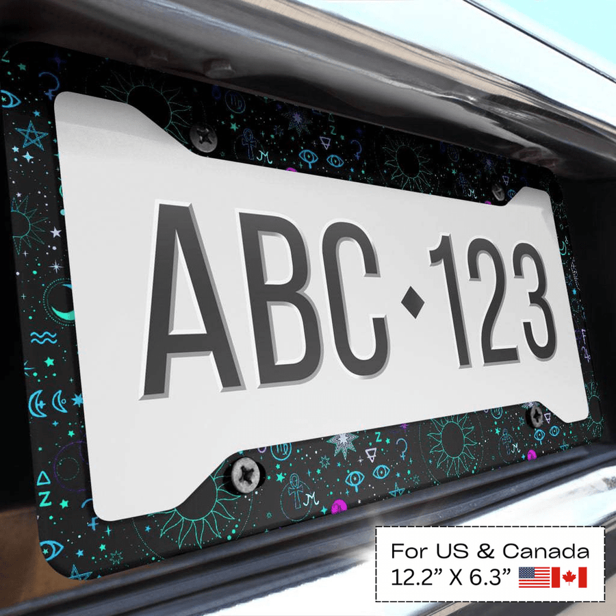Celestial License Plate Frame, close-up of the frame (view 2)