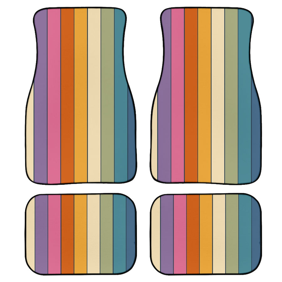 Descending Rainbow Car Floor Mats, set of four laid flat