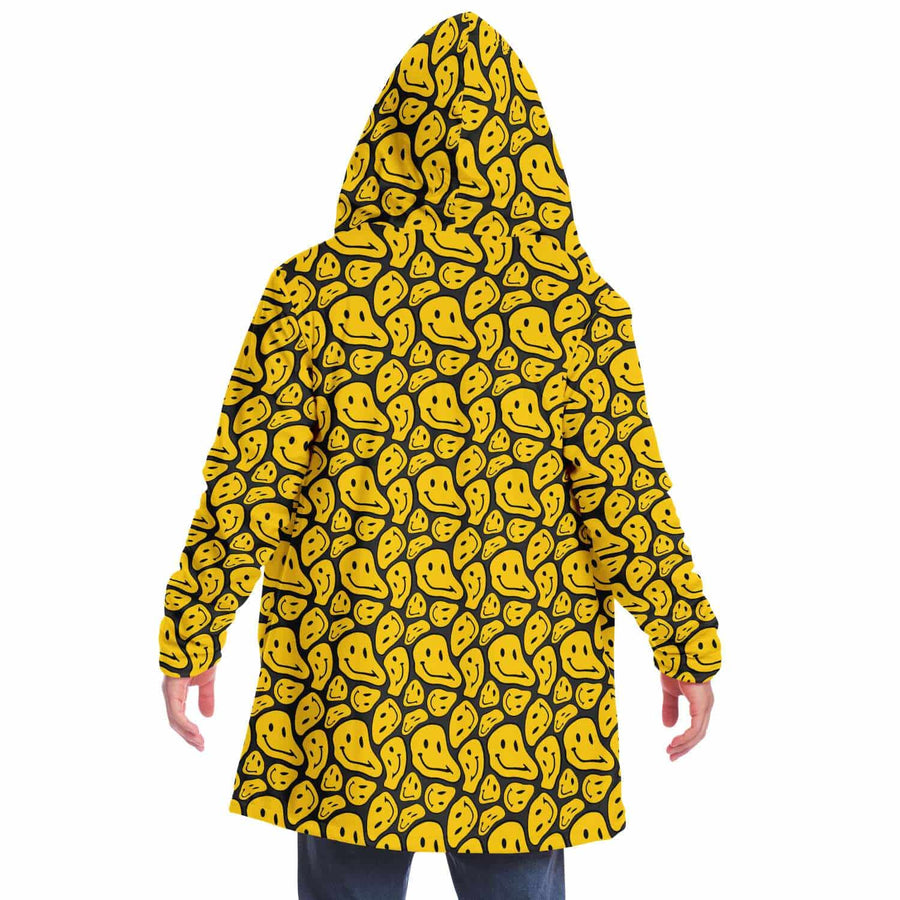 Melting Smiling Face Design, Hooded Cloak, Retro Clothing