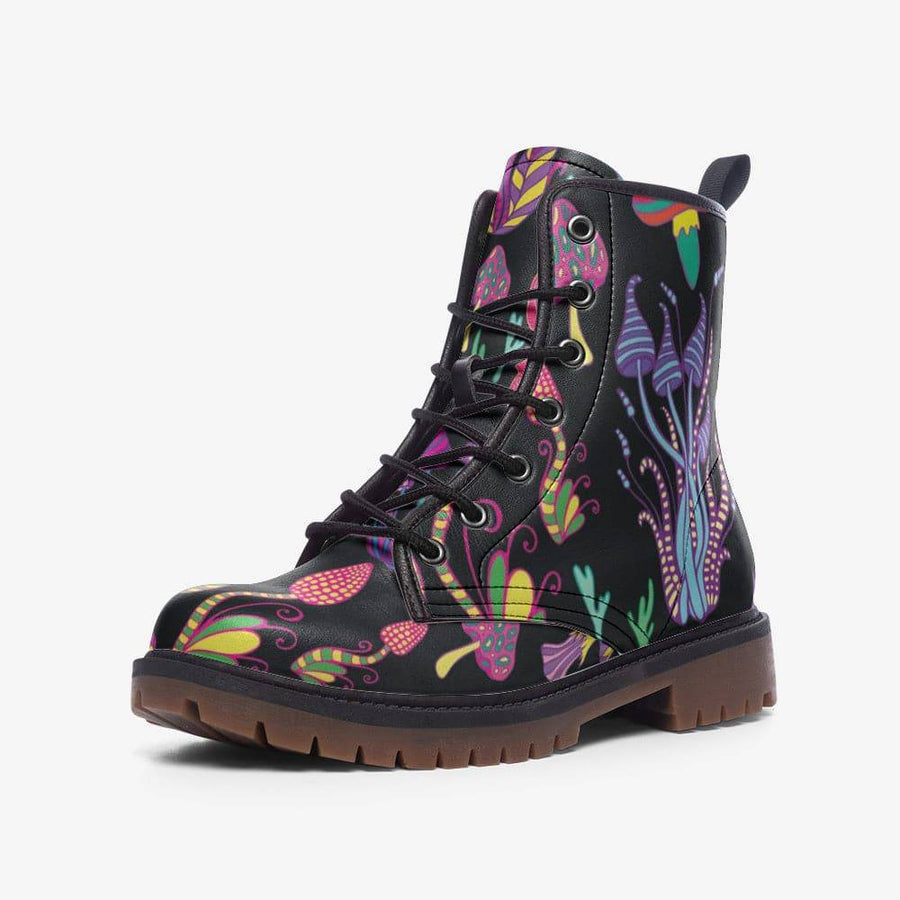 Combat Boots with a mushrooms pattern - Raiana's Vibes