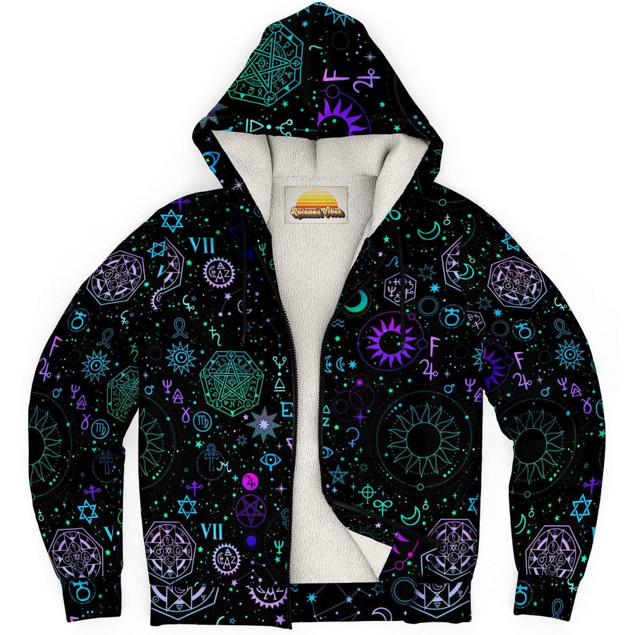 Celestial, Black Zip Up Hoodie, Full Zip Hoodie, Graphic and Cool Hoodies