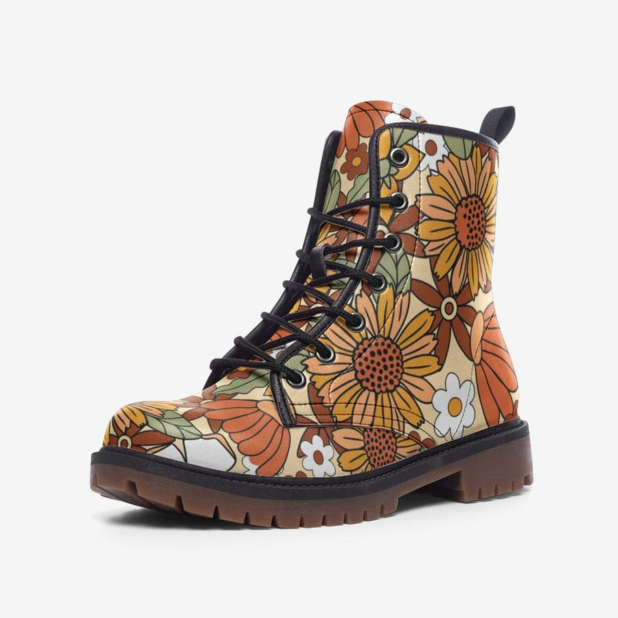Rustic Blooms Combat Boots, Floral Cottagecore