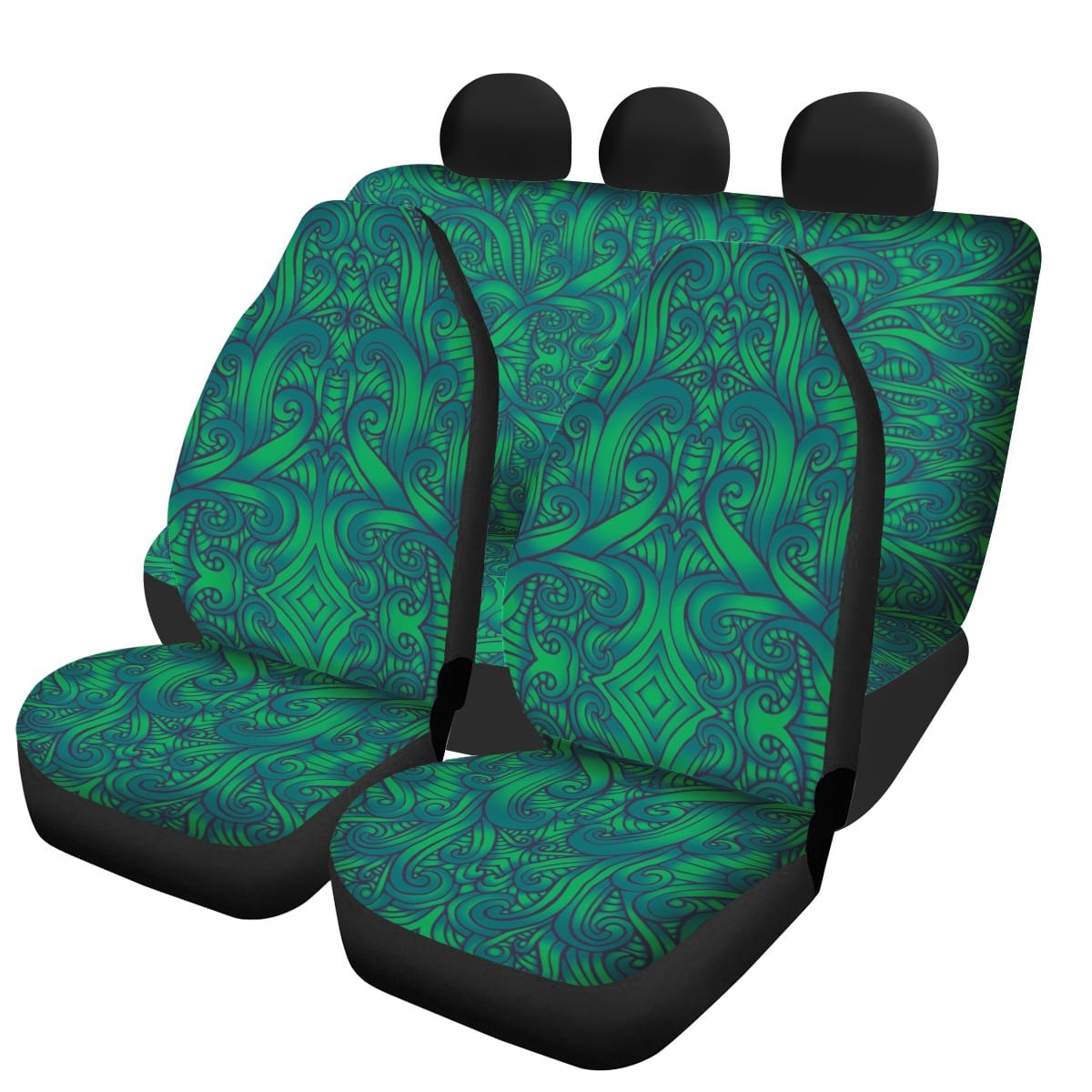 New Zealand Maori Car Seat Covers - Manaia Paua Shell Glitter Green LT4