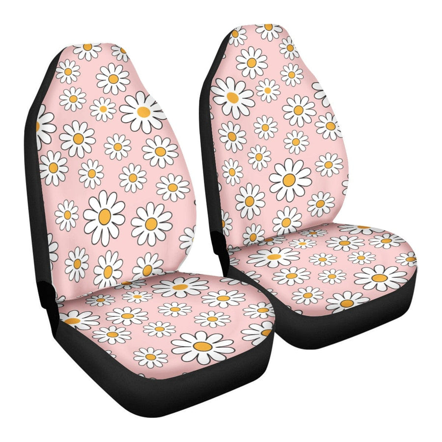 Pink Daisy Faux Suede Car Seat Covers (Set of 2) on their own