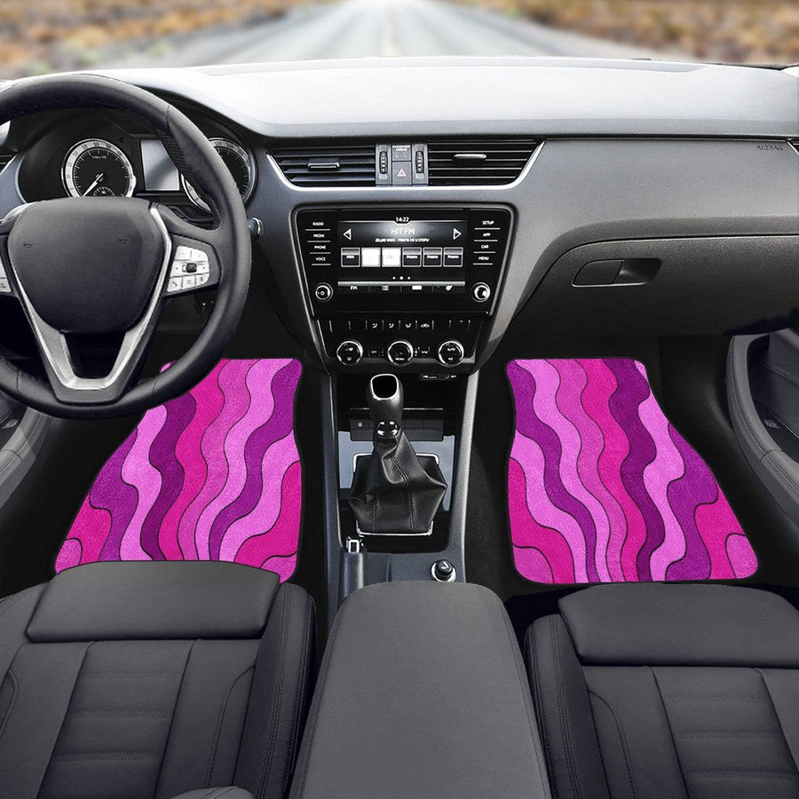 Magenta Vibes Car Floor Mats, front mats fitted in a car
