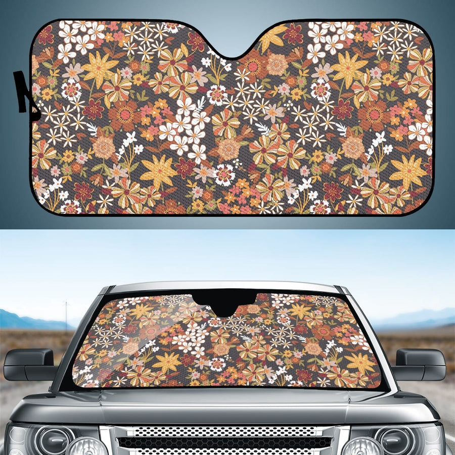 Bohemian Dream Car Shade open and fitted in a car windscreen