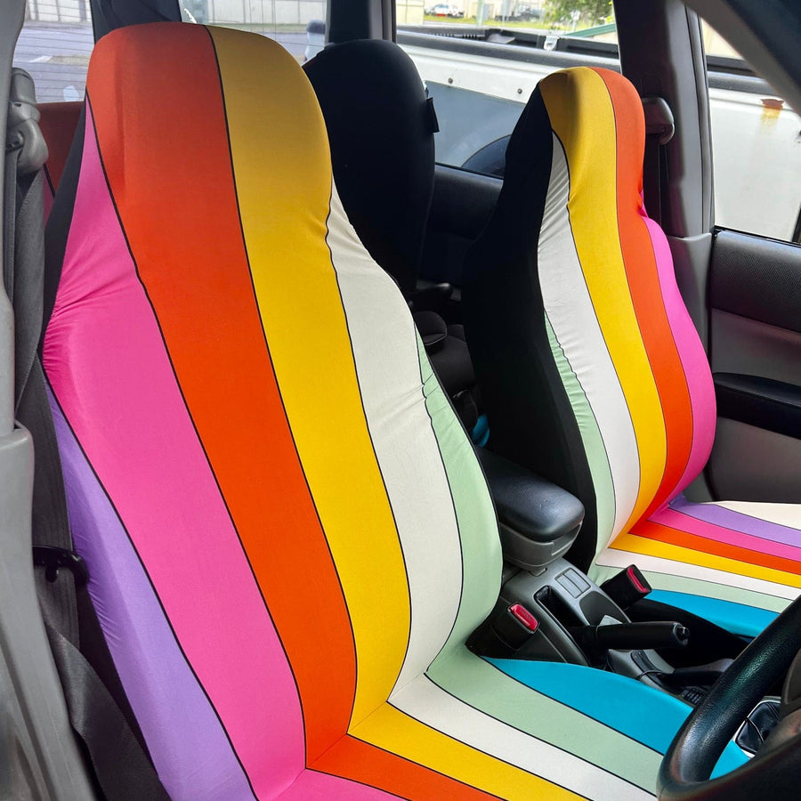 Retro Sun Rays Car Seat Covers fitted on car seats (view 4)