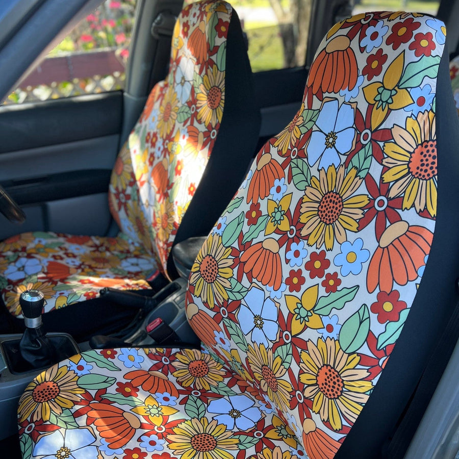 Rustic Blooms Car Seat Covers fitted on car seats