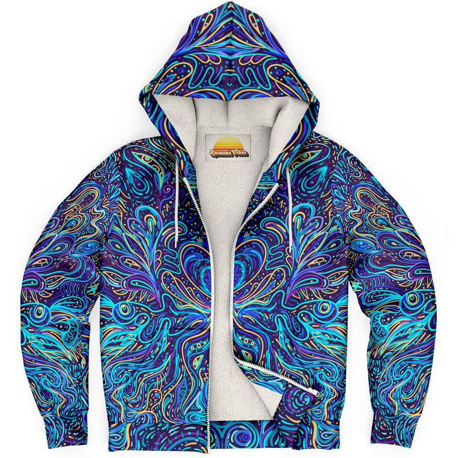 Trippy Psychedelic Blue, Zip Up Hoodie, Full Zip Hoodie, Microfleece, Graphic and Cool Hoodies