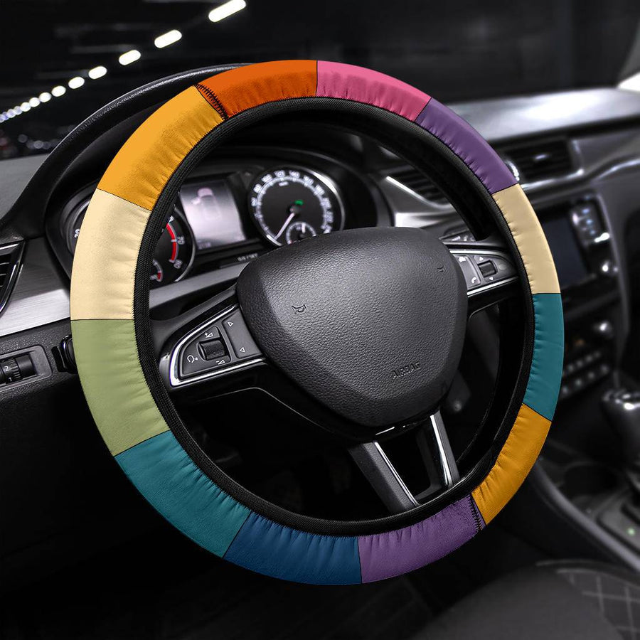 Retro Sun Rays Steering Wheel Covers fitted on a steering wheel