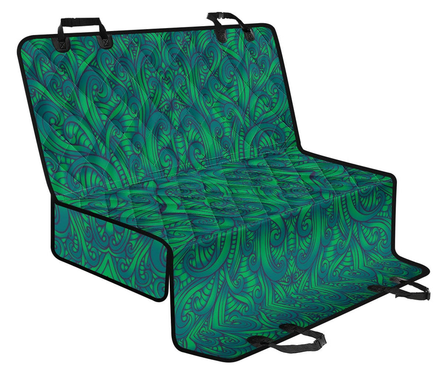 Maori Green Fern Dog Car Seat Covers with its main features labelled