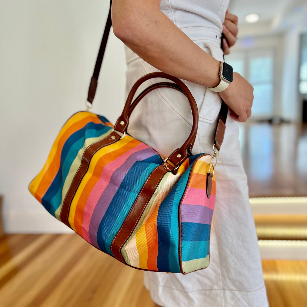 rainbow duffle bag