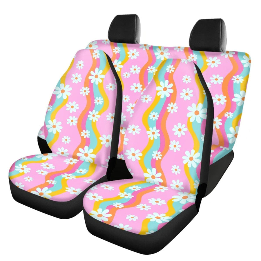 Pink Groovy Flowers Car Seat Covers on their own (view 3)
