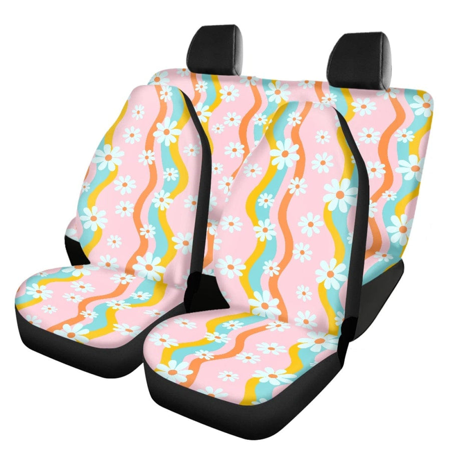 Pastel Pink Groovy Flowers Car Seat Covers on their own (view 5)