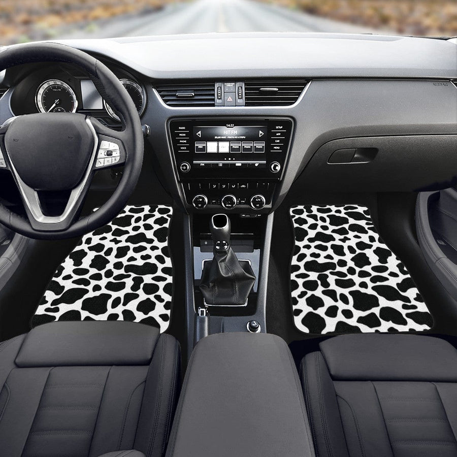 Cow Print Car Floor Mats, front mats fitted in a car