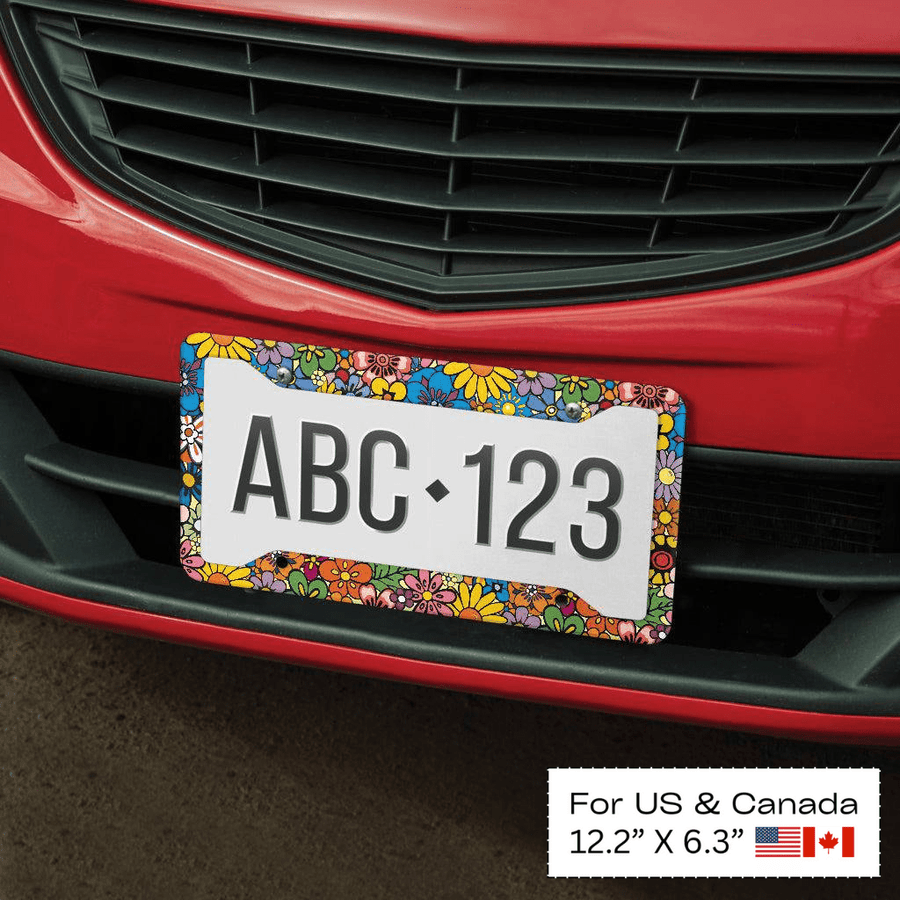 Floral Dream License Plate Frame fitted on a car
