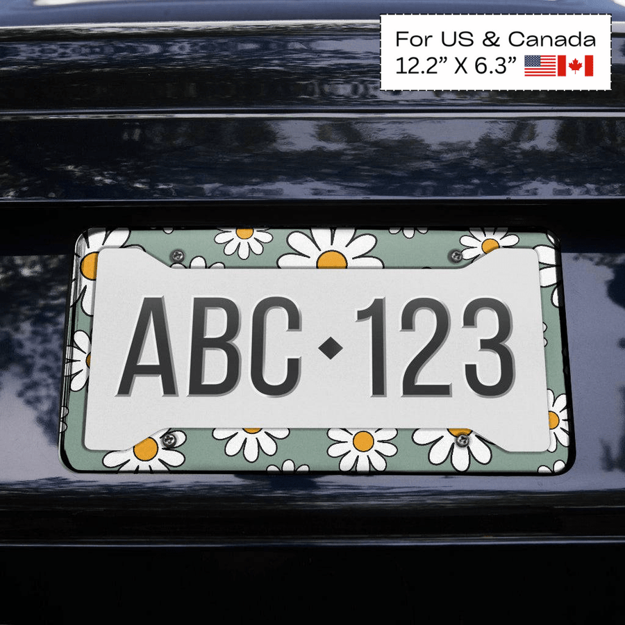 Retro Daisy Mod License Plate Frame fitted on a car