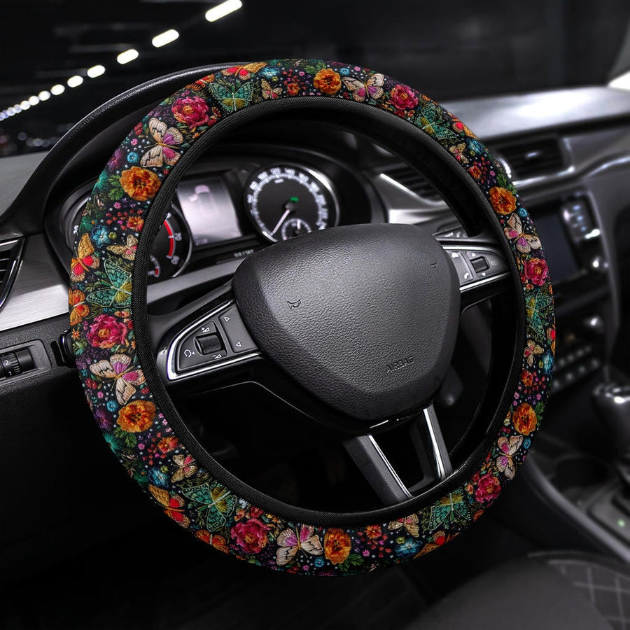Butterflies Steering Wheel Covers fitted on a steering wheel