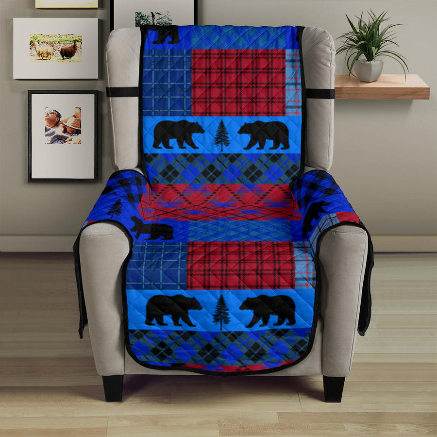 Blue Bear Lumberjack Plaid Couch Covers on a sofa in a living room (view 6)