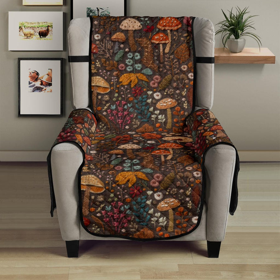 Brown Mushrooms Faux Embroidery Couch Covers on a sofa in a living room (view 3)