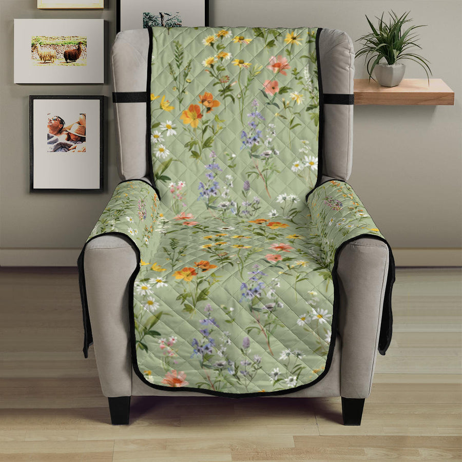 Sage Green Wildflowers Couch Covers, 23" chair size