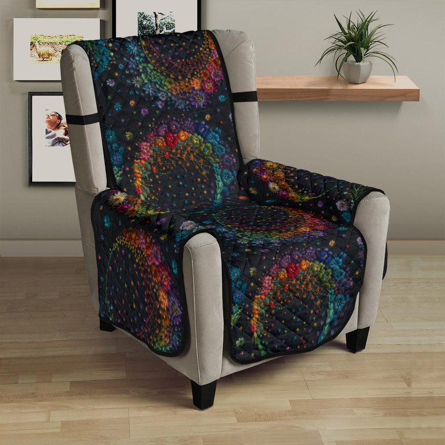 Night Moon Faux Embroidery Couch Covers on a sofa or recliner in a living room