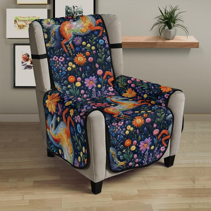 Boho Unicorns Faux Embroidery Couch Covers on a sofa or recliner in a living room