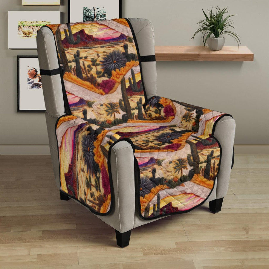 Desert and Cactus Faux Embroidery Couch Covers on a sofa or recliner in a living room