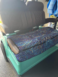 Customer photo of Psychedelic Blue Swirl Golf Cart Seat Cover