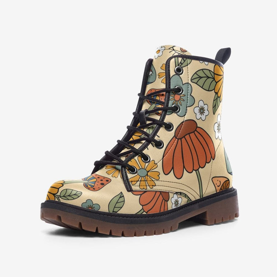 Hippie Mushroom Love Combat Boots on their own