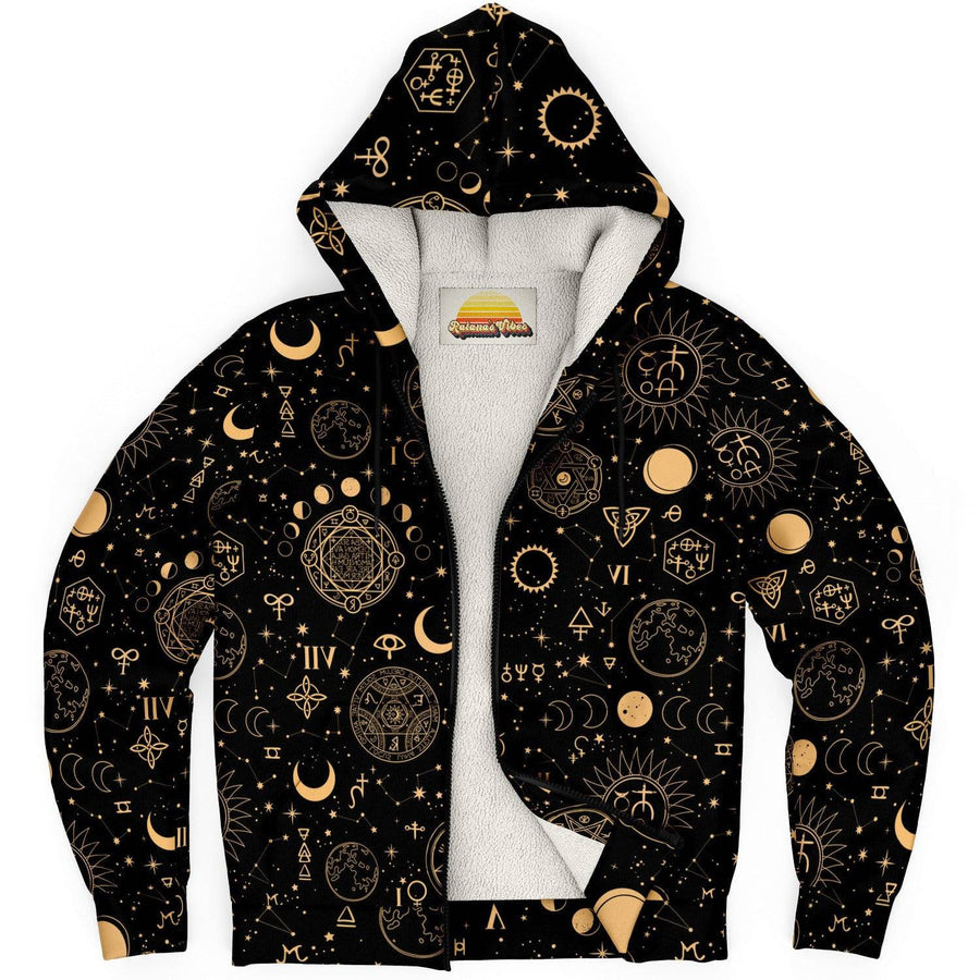 Celestial, Black Zip Up Hoodie, Full Zip Hoodie, Graphic and Cool Hoodies 