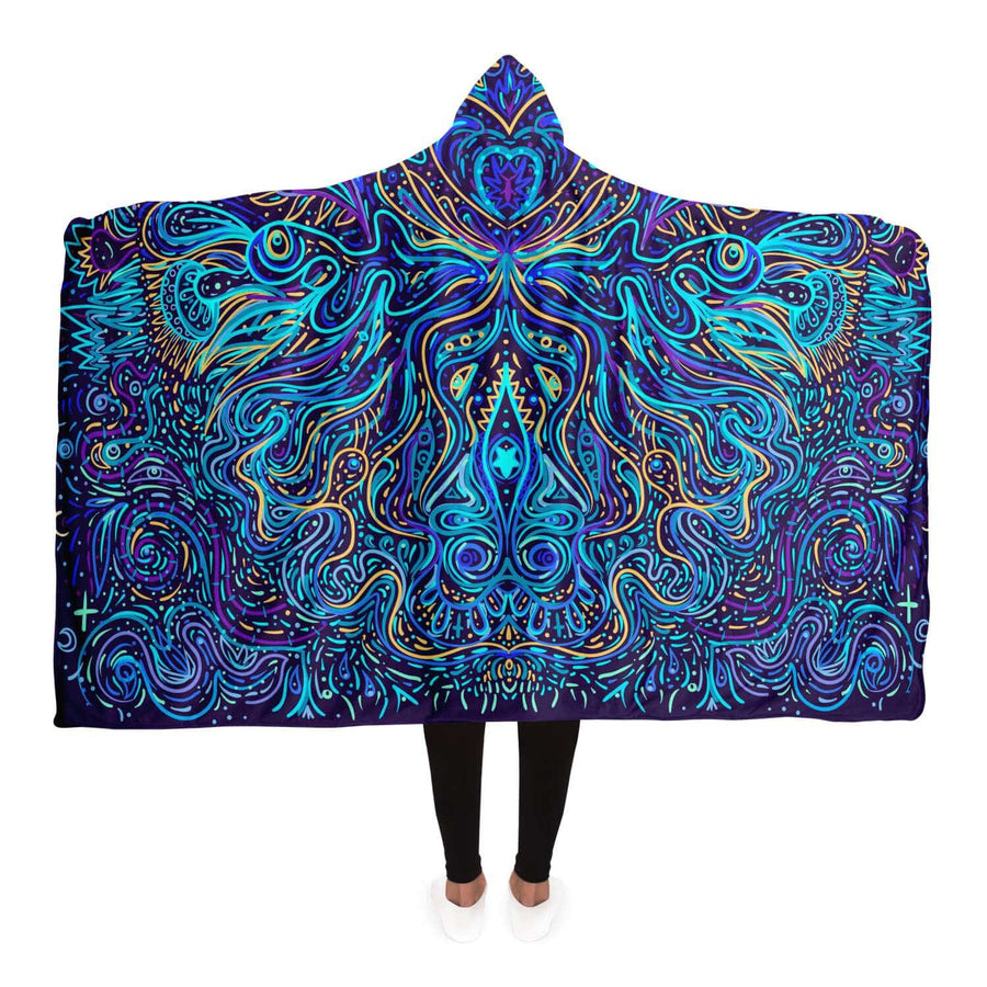 Blue Trippy Hooded Blanket, Fun and Funky Blanket