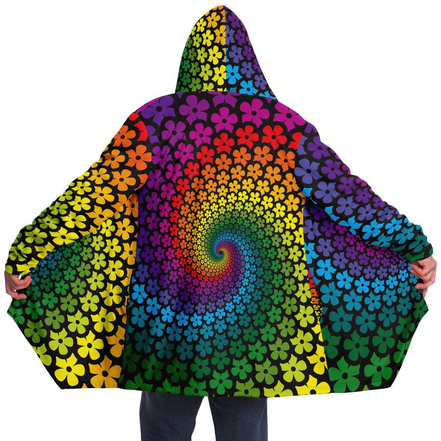 Flower Spiral Hooded Cloak, Trippy Clothing 