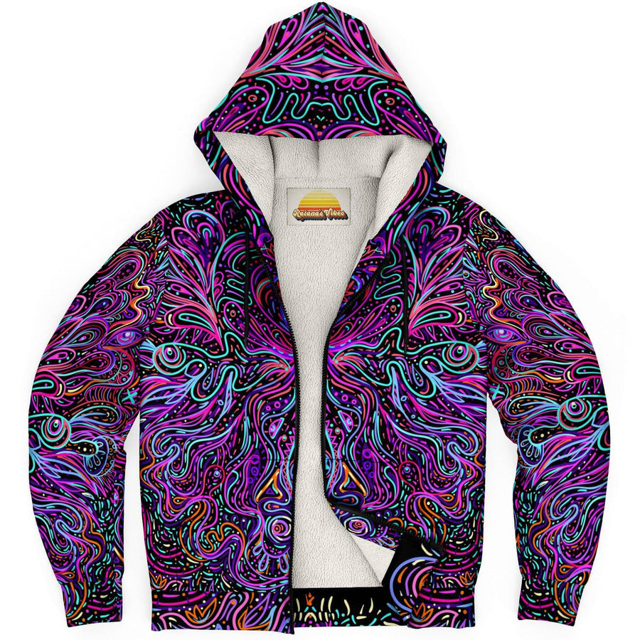 Trippy Psychedelic Purple, Zip Up Hoodie, Full Zip Hoodie, Microfleece, Graphic and Cool Hoodies