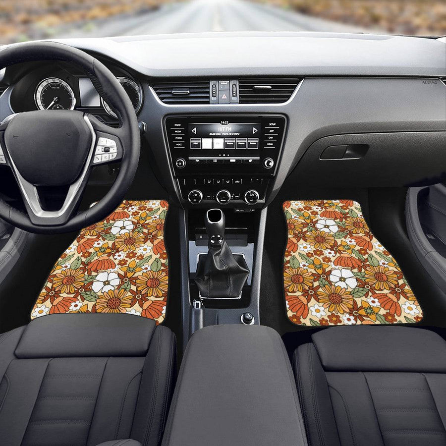 Rustic Blooms Car Floor Mats, front mats fitted in a car