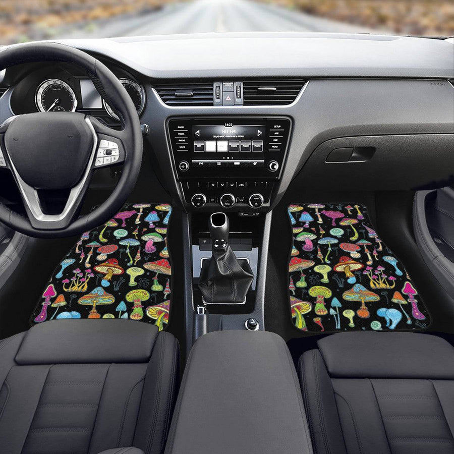 Magic Mushrooms Car Floor Mats, front mats fitted in a car