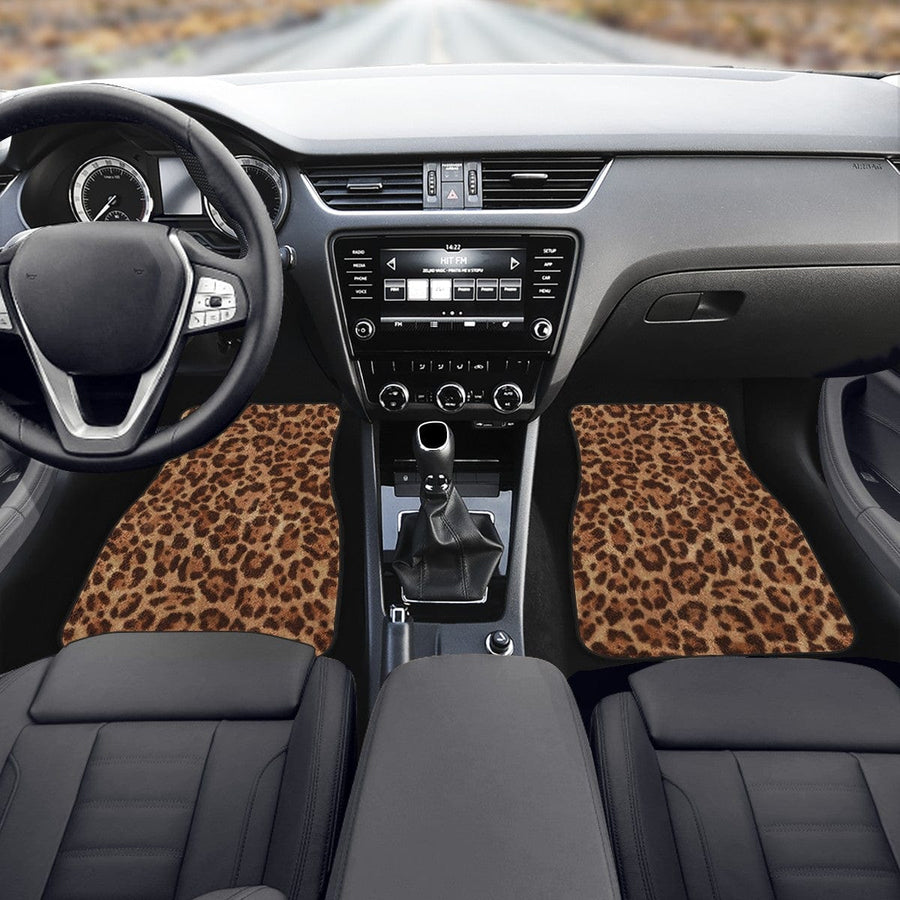 Leopard Car Floor Mats, front mats fitted in a car