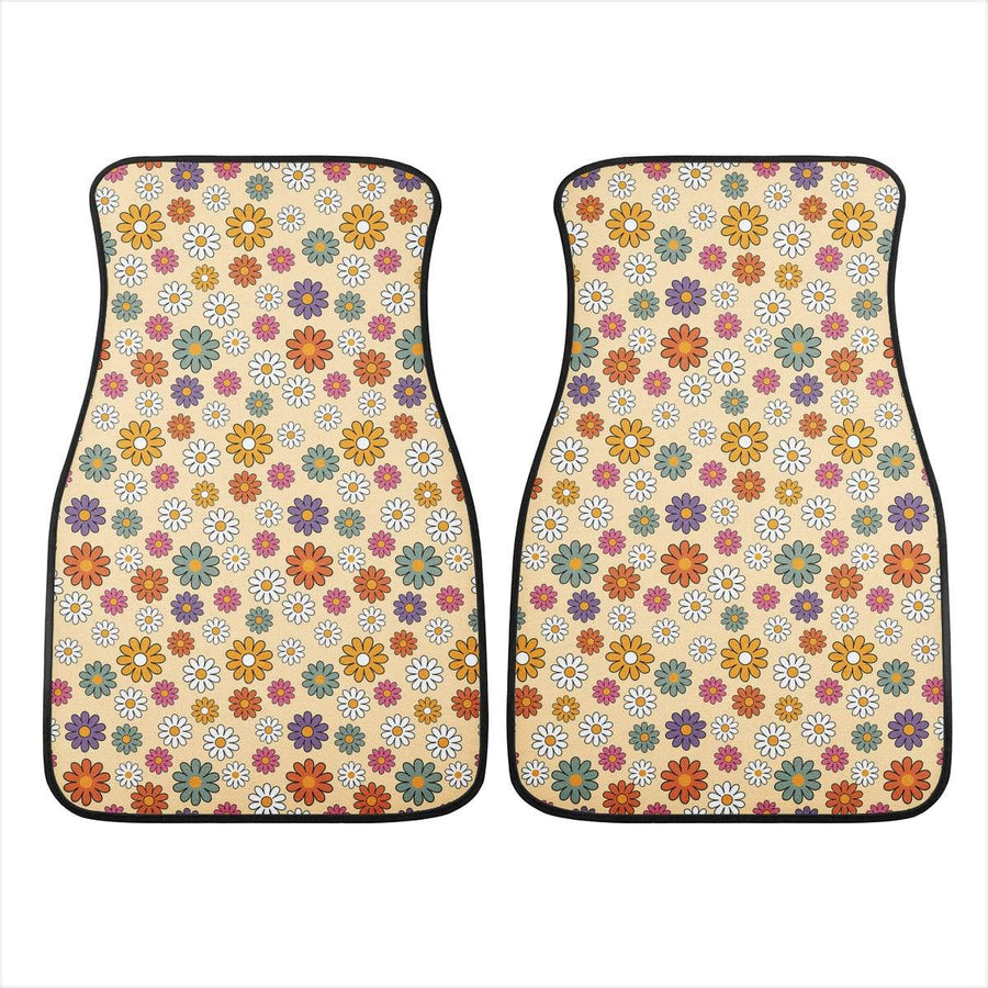 Boho Hippie Daisies Car Floor Mats, front pair on their own