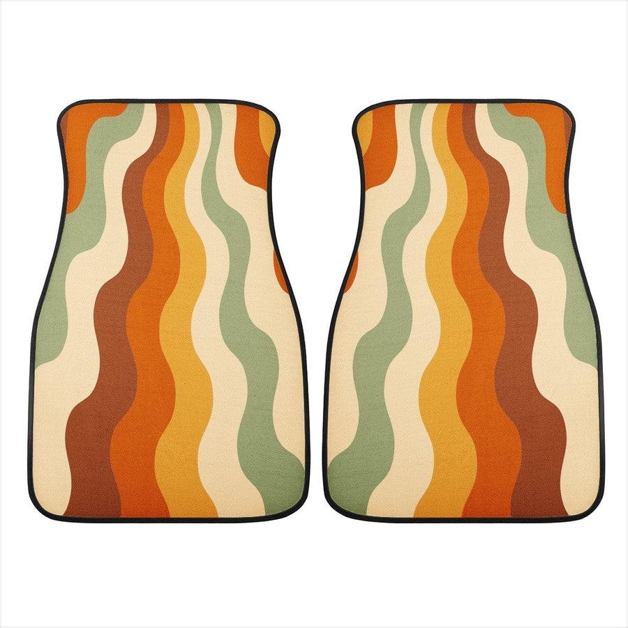 Cascading Retro Vibes Non Outlined Car Floor Mats, front pair on their own