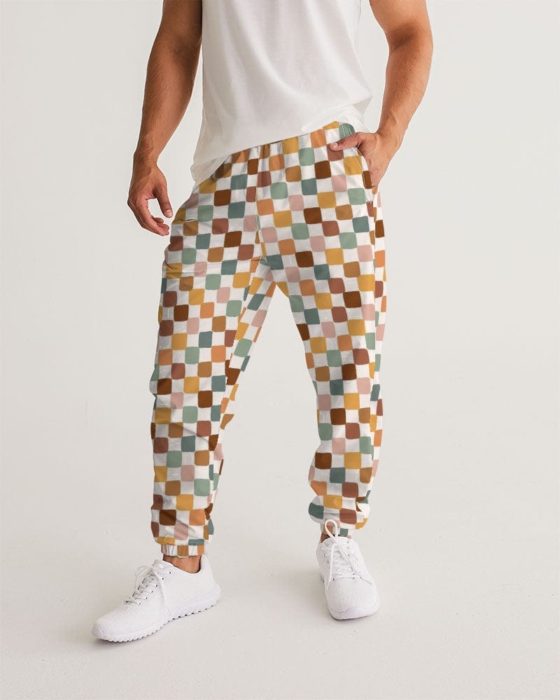 Boho Checkered Men's Track Pants worn by a model