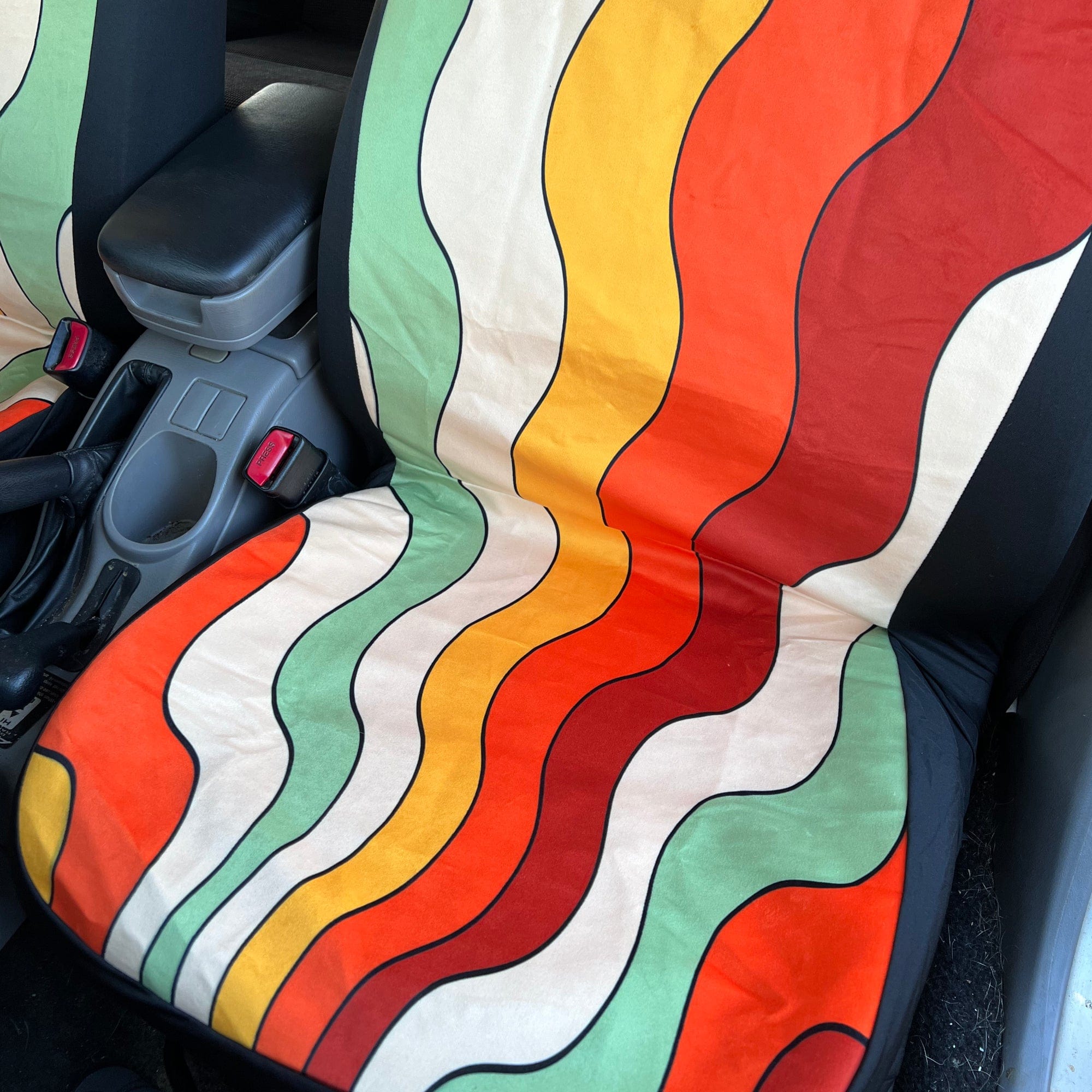 Cute Car Seat Covers - Retro Groovy Vibes