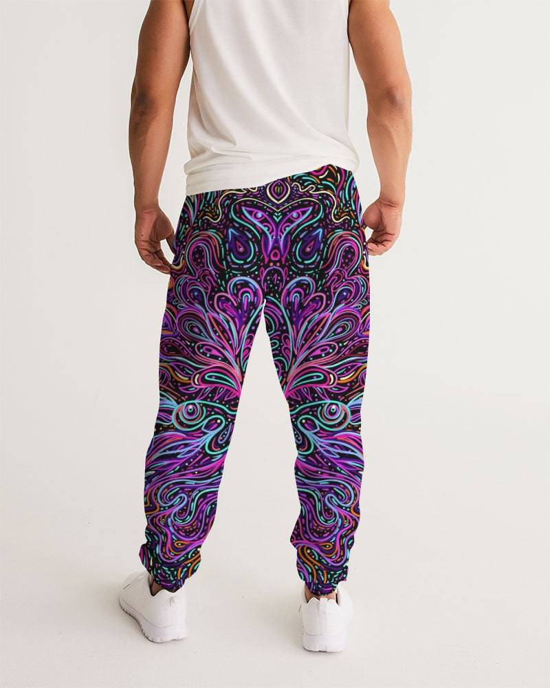 Trippy Purple Men's Track Pants, Printed Joggers