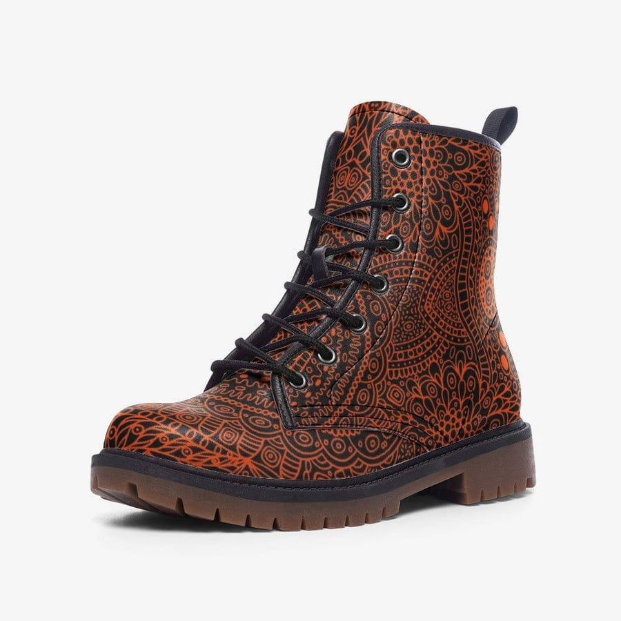 Red Earth Combat Boots, Terracotta Mandala