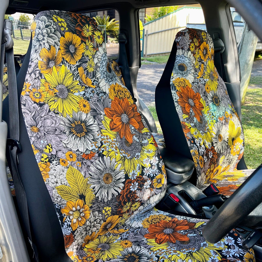 Fall Flowers Car Seat Covers fitted on car seats (view 2)