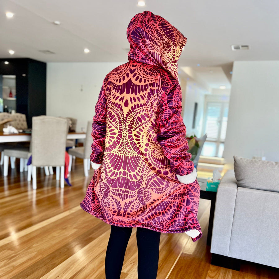 Fire Tribal Hooded Cloak, Velvet Cloak With Hood