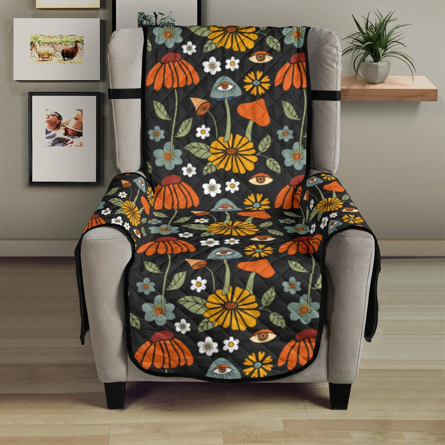 Hippie Mushroom On Black | Couch Covers