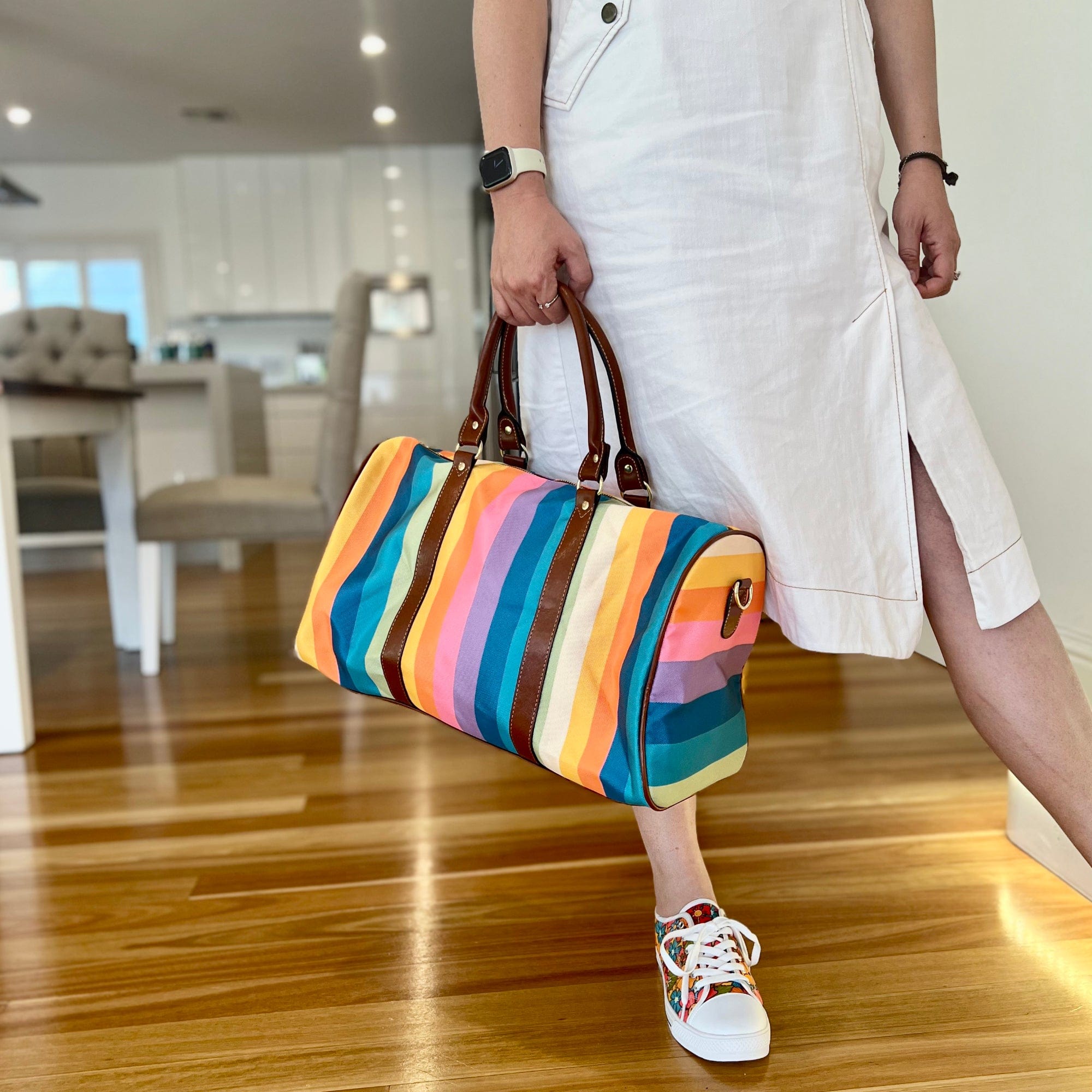 Vertical Rainbow Travel Duffle Bag