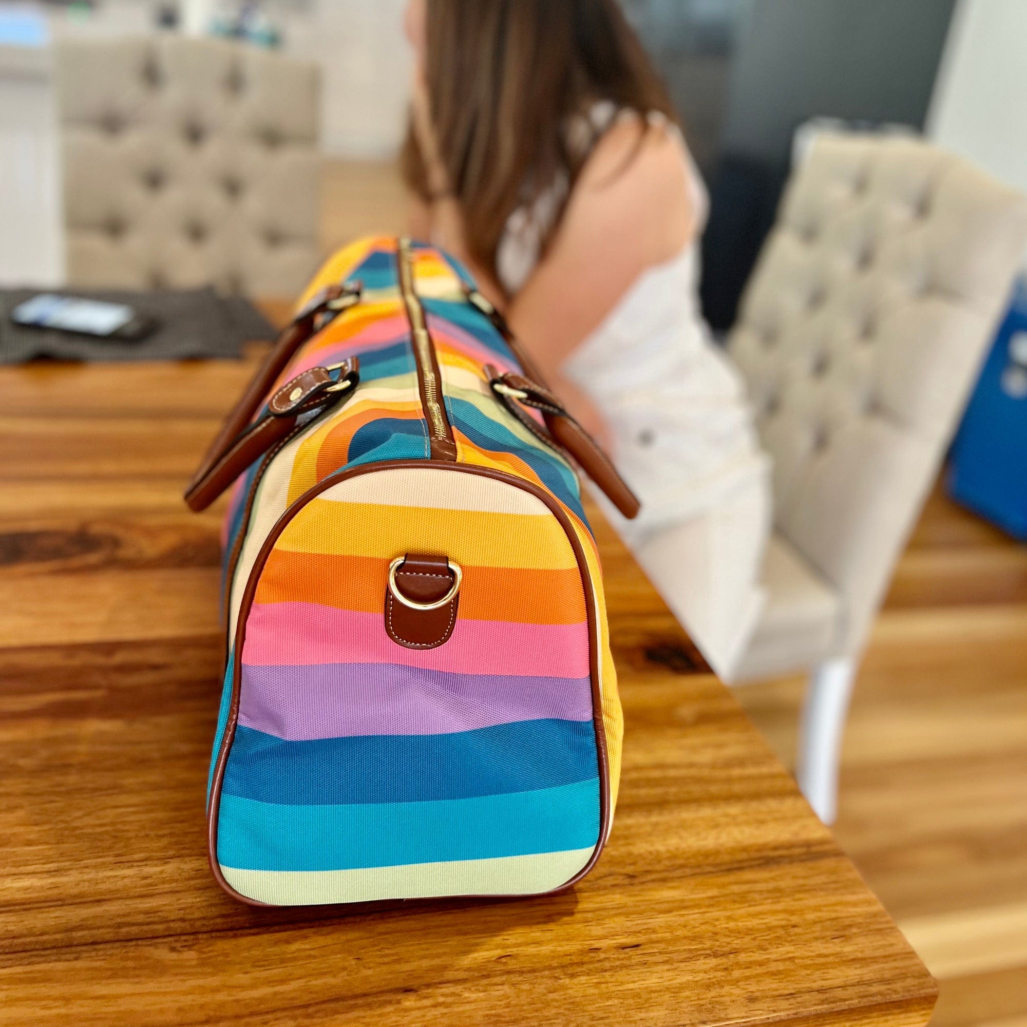 Vertical Rainbow Travel Duffle Bag